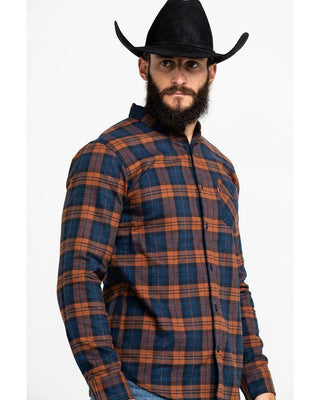 Levi's Men's Ferra Plaid Button Long Sleeve Western Flannel Shirt Orange  Size Extra Large