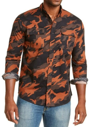 Levi's Men's Newski Camouflage Shirt Orange/Grey Size Large