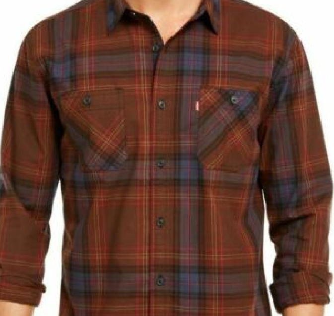 Levi's Men's Malden Plaid Shirt Brown Size X-Large