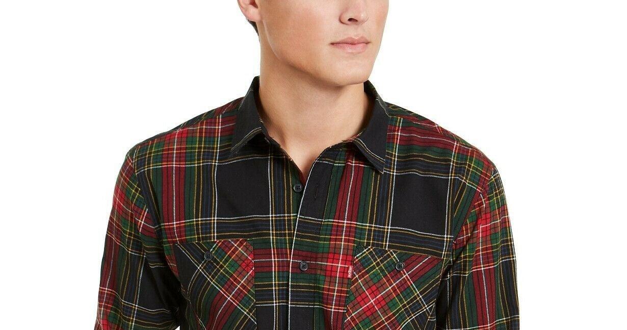 Levi's Men's Malden Plaid Shirt Red Size Small