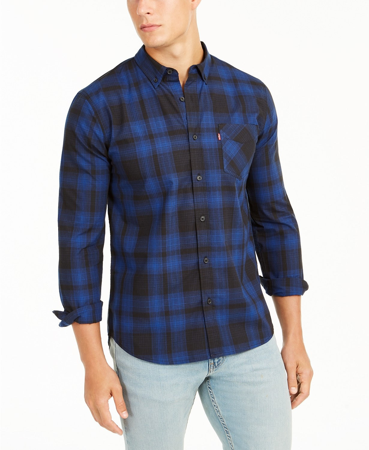 Levi's Men's Chama Plaid Shirt Caviar Size Medium