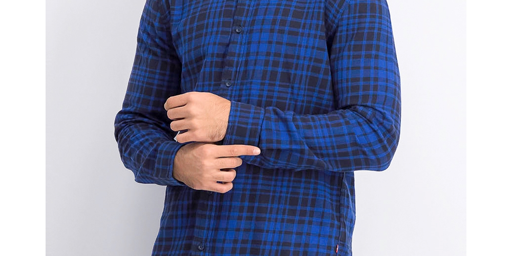 Levi's Men's Alban Plaid Flannel Shirt Blue Size Small
