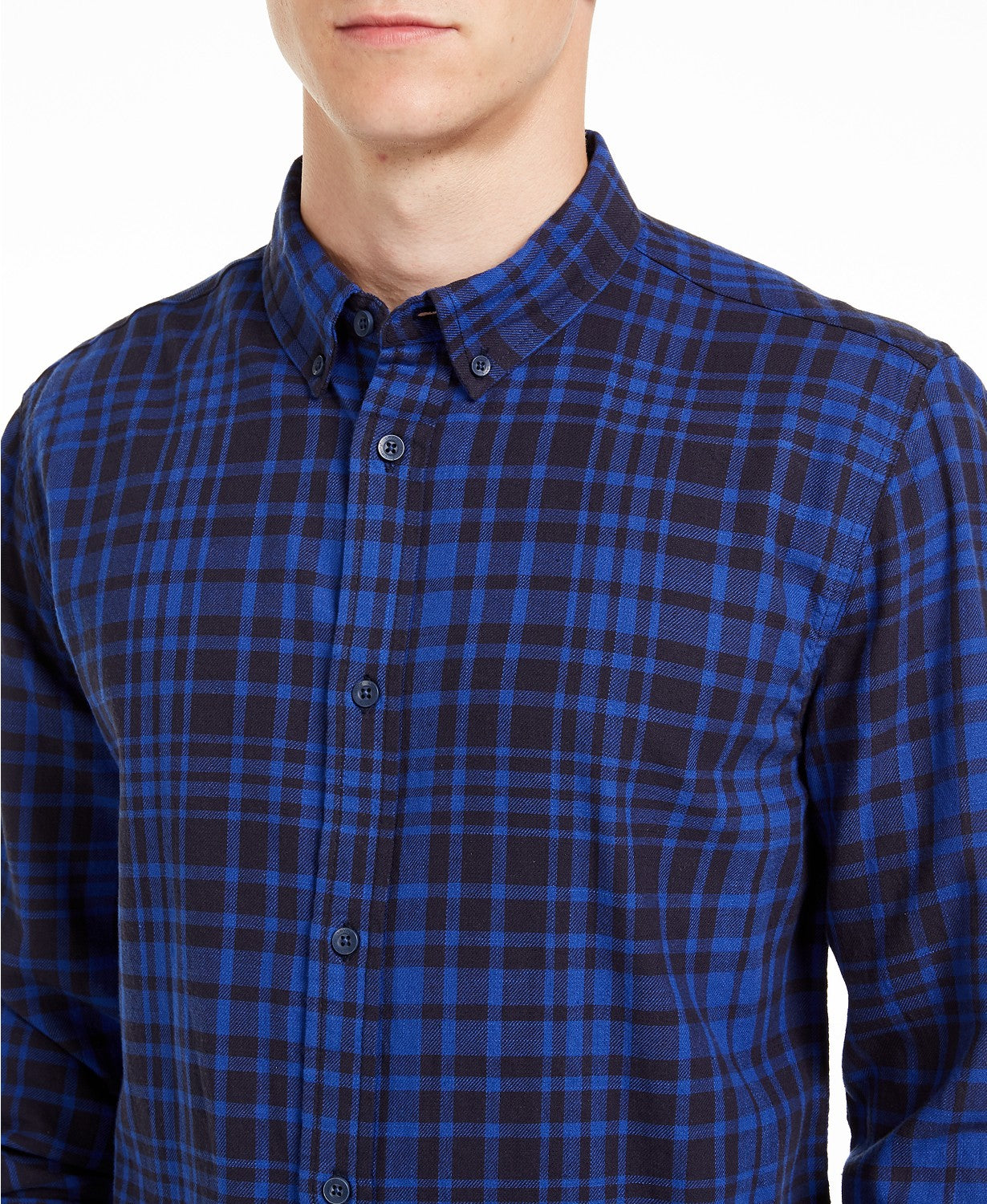 Levi's Men's Alban Plaid Flannel Shirt Navy Size Large
