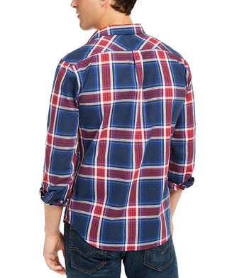 Levi's Men's Large Plaid Button-Down Shirt Med Blue Size Extra Large