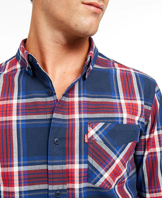 Levi's Men's Large Plaid Button-Down Shirt Med Blue Size Extra Large