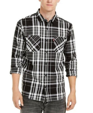 Levi's Men's Noble Plaid Button-Down Shirt Black Size Small