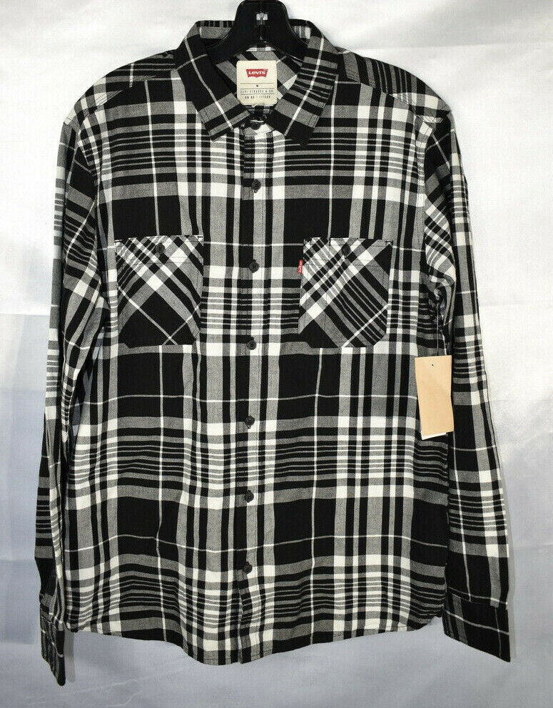 Levi's Men's Noble Plaid Button-Down Shirt Black Size Small