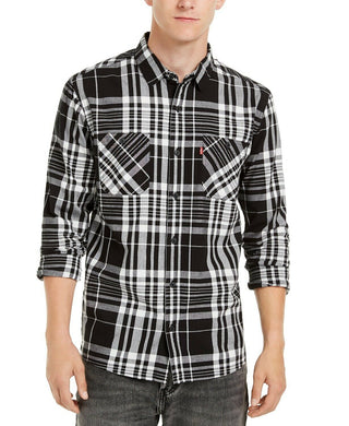 Levi's Men's Noble Plaid Button-Down Shirt Black Size 2 Extra Large