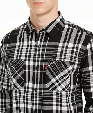 Levi's Men's Noble Plaid Button-Down Shirt Black Size 2 Extra Large
