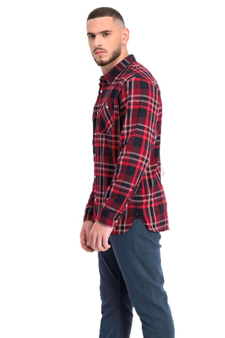 Levi's Men's Dual Pocket Plaid Flannel Shirt Red Size Extra Large