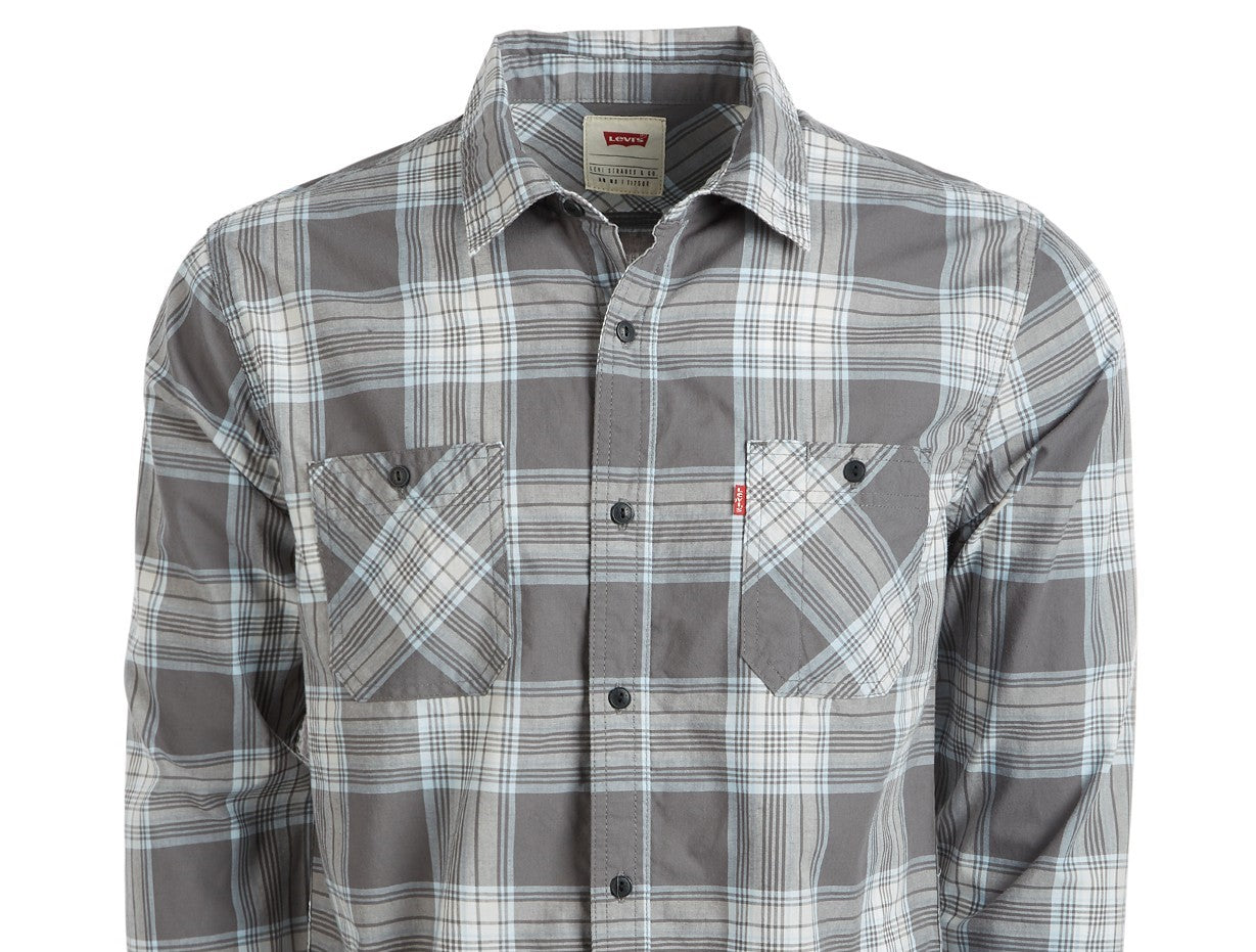 Levi's Men's Remick Plaid Shirt Gray Size Medium
