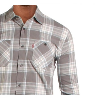 Levi's Men's Rosa Plaid Collared Button-Down Shirt White Size Large