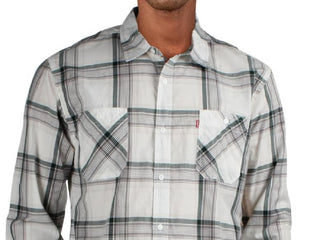 Levi's Men's Rosa Plaid Collared Button-Down Shirt White Size 2 Extra Large