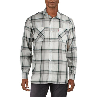 Levi's Men's Rosa Plaid Collared Button-Down Shirt White Size X-Large