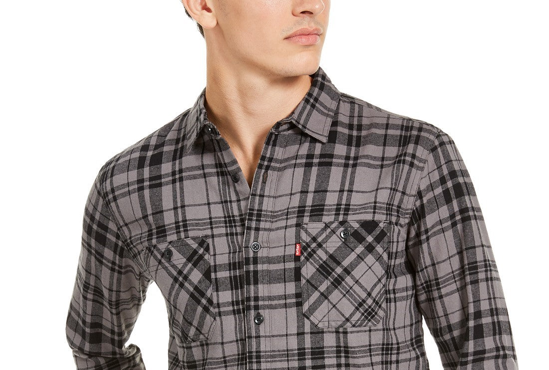 Levi's Men's Miguel Regular-Fit Plaid Flannel Shirt Black Size Extra Large