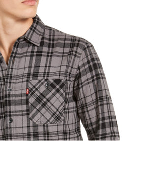 Levi's Men's Miguel Regular-Fit Plaid Flannel Shirt Gray Size 2 Extra Large