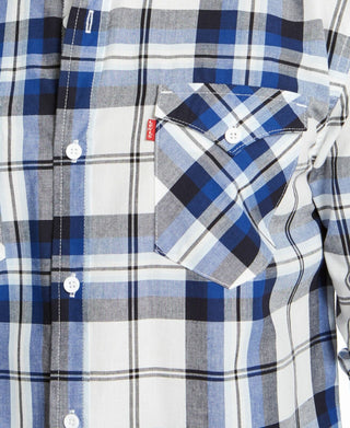 Levi's Men's Clemente Regular-Fit Plaid Shirt White 2 Extra Large