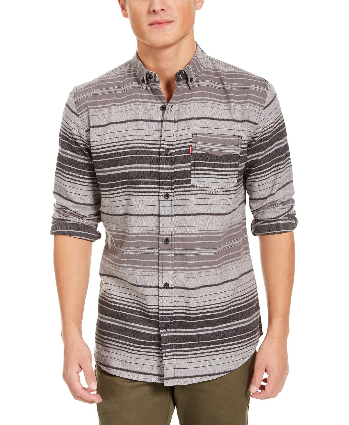 Levi's Men's Avalon Striped Flannel Shirt Gray - Size Extra Large