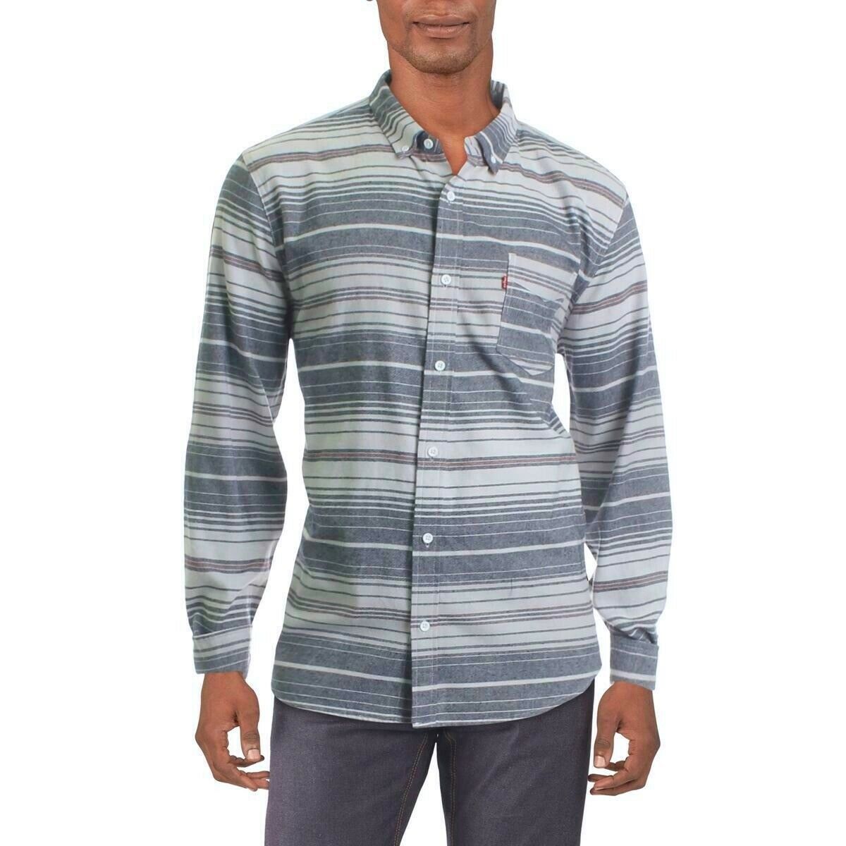 Levi's Men's Men's Avalon Striped Flannel Shirt Size Medium