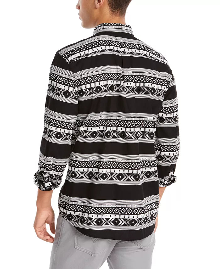 Levi's Men's Norte Regular-Fit Geo-Stripe Shirt Black Size Medium