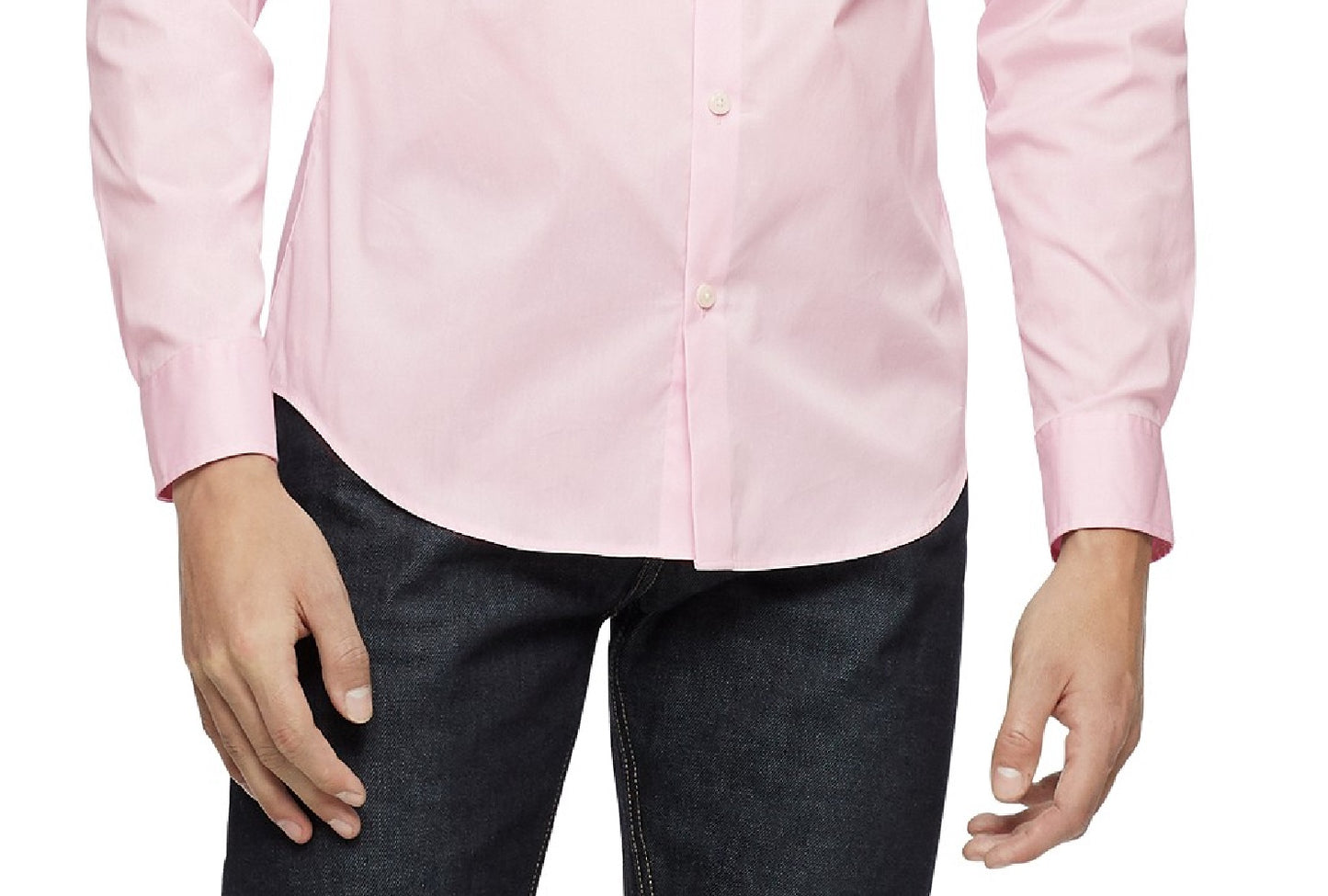 Calvin Klein Men's Slim-Fit Stretch Solid Shirt Pink Size Medium