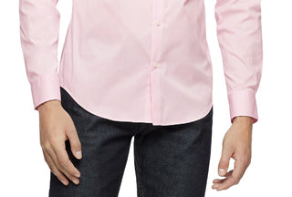 Calvin Klein Men's Slim-Fit Stretch Solid Shirt Pink Size Medium