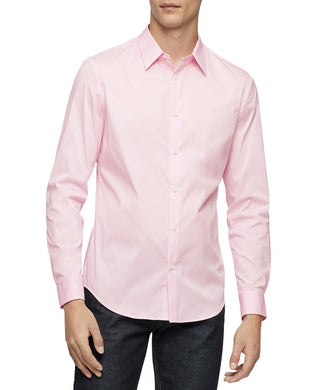 Calvin Klein Men's Slim-Fit Stretch Solid Shirt Pink Size Medium