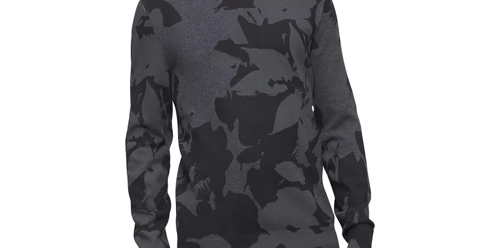 Calvin Klein Men's Cotton Modal Printed Crew Neck Sweater Gray Size Large