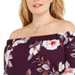 Love Squared Women's Trendy Plus Size Off-The-Shoulder Floral Dress Purple Size XX-Large