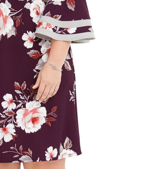 Love Squared Women's Trendy Plus Size Off-The-Shoulder Floral Dress Purple Size XX-Large