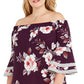 Love Squared Women's Trendy Plus Size Off-The-Shoulder Floral Dress Black Size XXX-Large