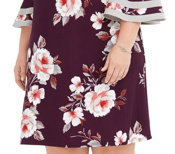 Love Squared Women's Trendy Plus Size Off-The-Shoulder Floral Dress Black Size XXX-Large