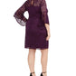 Love Women's Squared Trendy Plus Size Bell-Sleeve Lace Dress Purple Size 3 Extra Large
