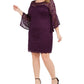 Love Women's Squared Trendy Plus Size Bell-Sleeve Lace Dress Purple Size XX-Large