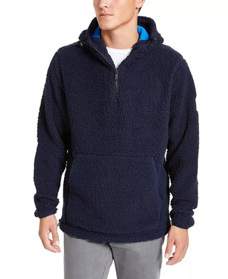 DKNY Men's Sherpa Quarter Zip Sweater Navy Size X-Large