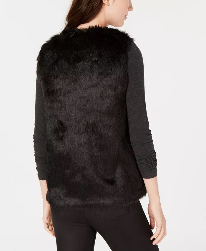 Say What? Juniors' Faux Fur Vest Black Size Medium