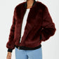 Say What? Juniors' Faux-Fur Jacket Burgundy Size Extra Small
