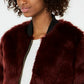 Say What? Juniors' Faux-Fur Jacket Burgundy Size Extra Small