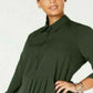 Love Squared Women's Trendy Plus Size Cascade Wrap Shirtdress Green Size XX-Large