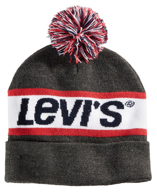 Levi's Men's Intarsia Beanie With Pom Pom Gray Size Regular