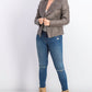 Bar III Women's Flyaway Faux-Leather Jacket Brown Size Large