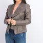 Bar III Women's Flyaway Faux-Leather Jacket Brown Size Large