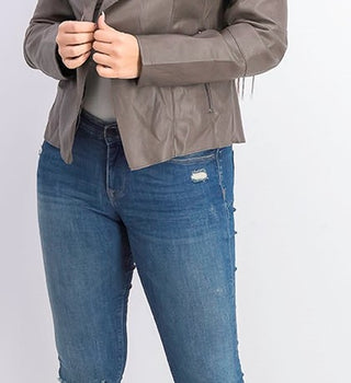 Bar III Women's Flyaway Faux-Leather Jacket Brown Size Large