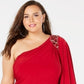 Morgan & Company Women's Plus Size One-Shouldered Dress Red Size 18W