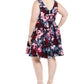 Trixxi Women's Trendy Plus Size Floral-Print Fit & Flare Dress Navy Size 24W