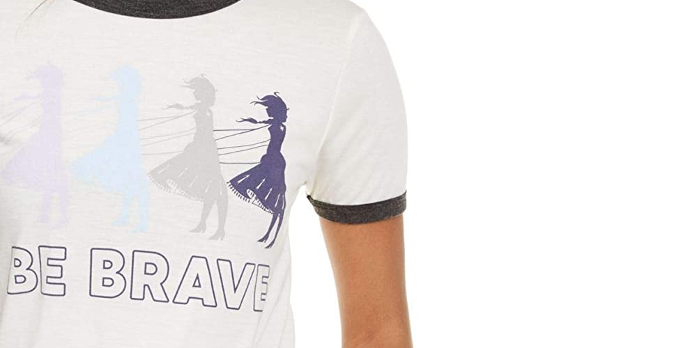 Disney Juniors' Frozen Be Brave Ringer T-Shirt White Size Extra Small