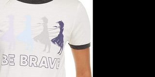 Disney Juniors' Frozen Be Brave Ringer T-Shirt White Size Extra Small
