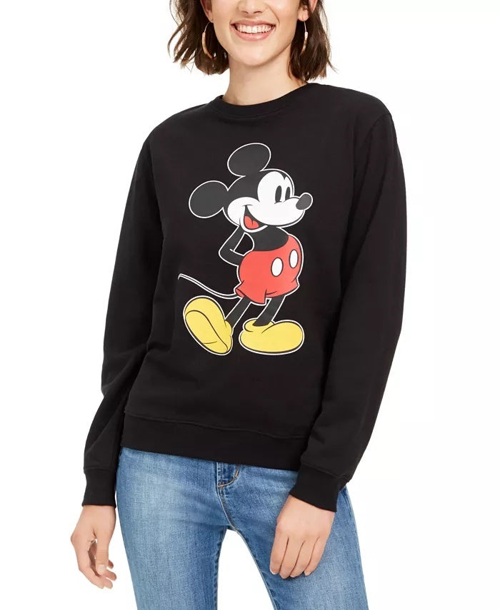 Disney Juniors' Mickey Mouse Graphic Sweatshirt Black Size Medium
