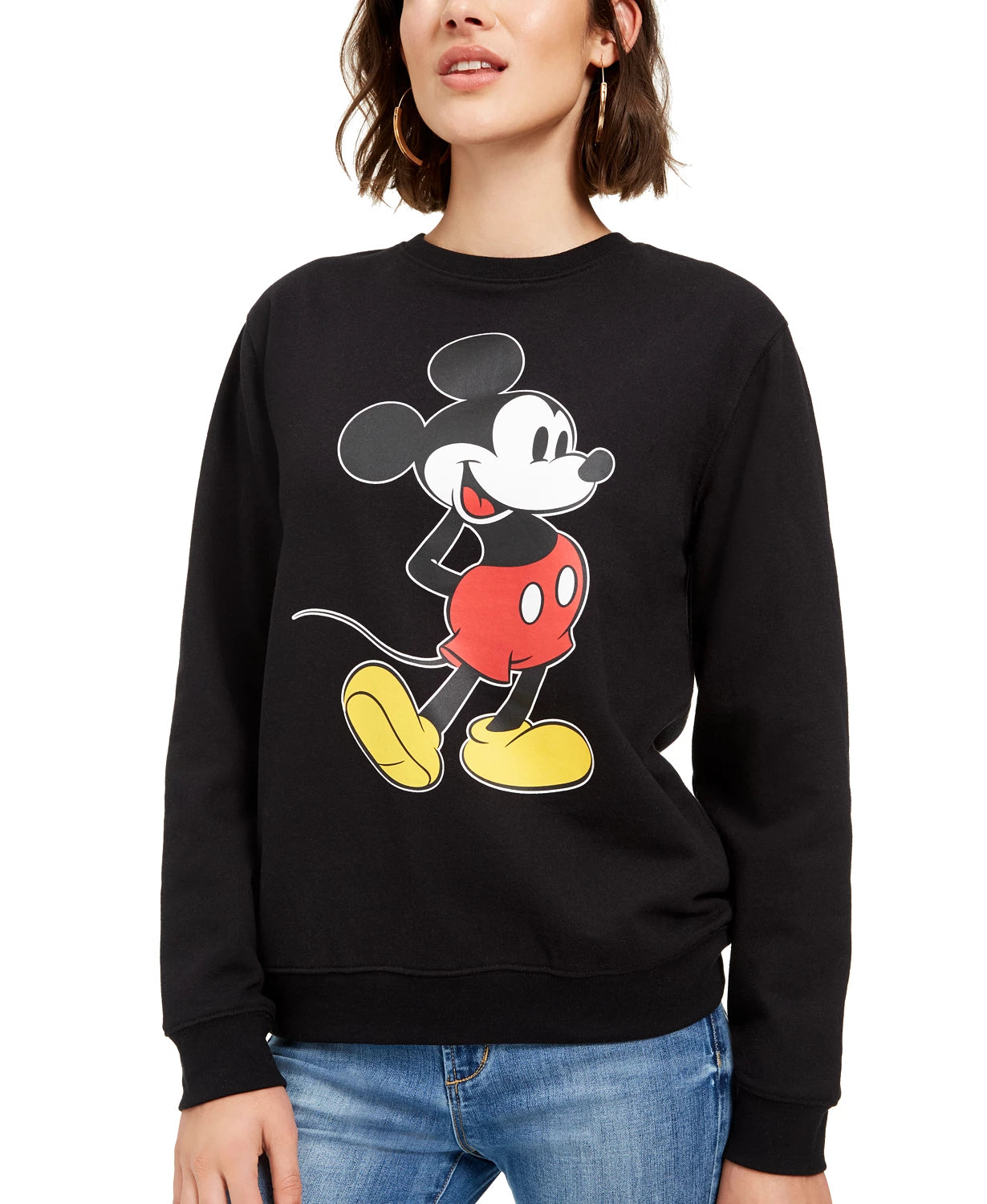 Disney Juniors' Mickey Mouse Graphic Sweatshirt Black Size Medium
