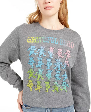 Love Tribe Juniors' Grateful Dead Cropped Graphic Sweatshirt Gray Size Medium